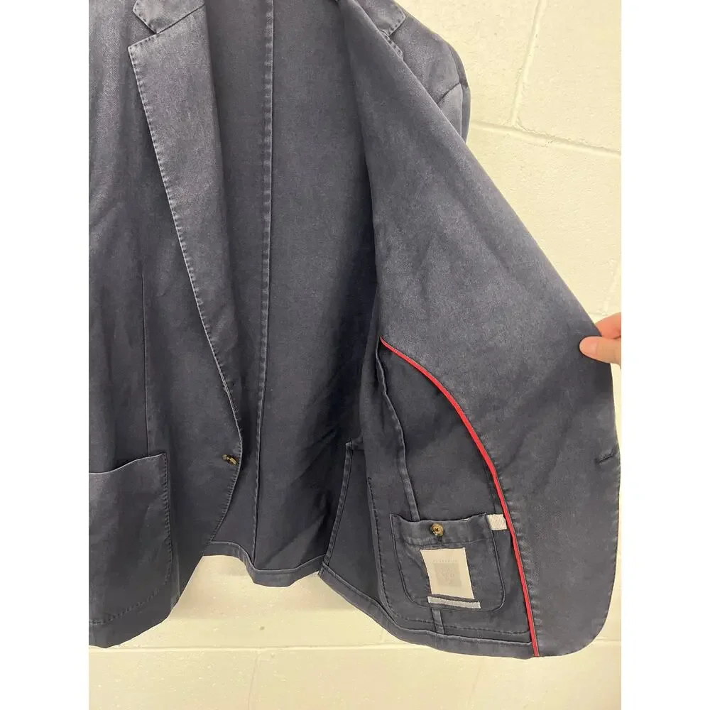 New $995 Eleventy EU sz eu 60 US 48  navy blue solid sport coat jacket midweight